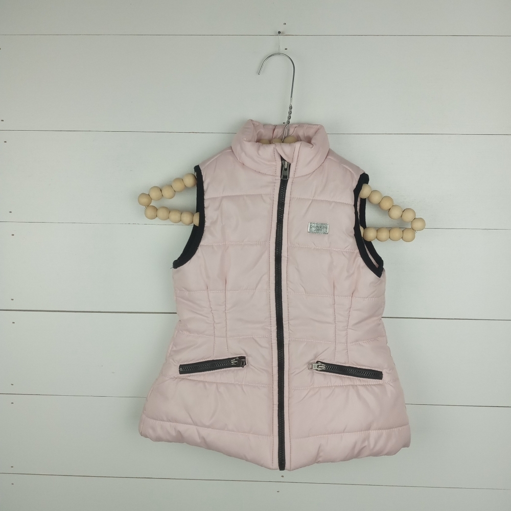 Calvin Klein Jeans girls size 4T light pink slight collar full zipper puffer